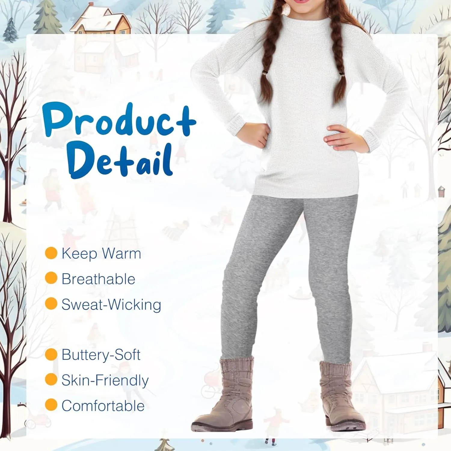 Chuarry Girls Winter Leggings Fleece Lined Warm Basic Pants Thick for Kid Toddler