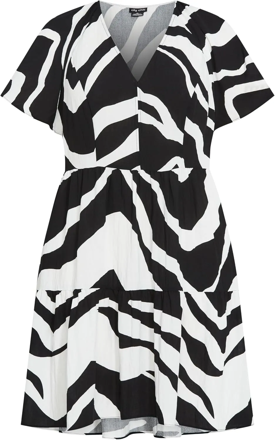 City Chic Women's Plus Size Frill Mini Print