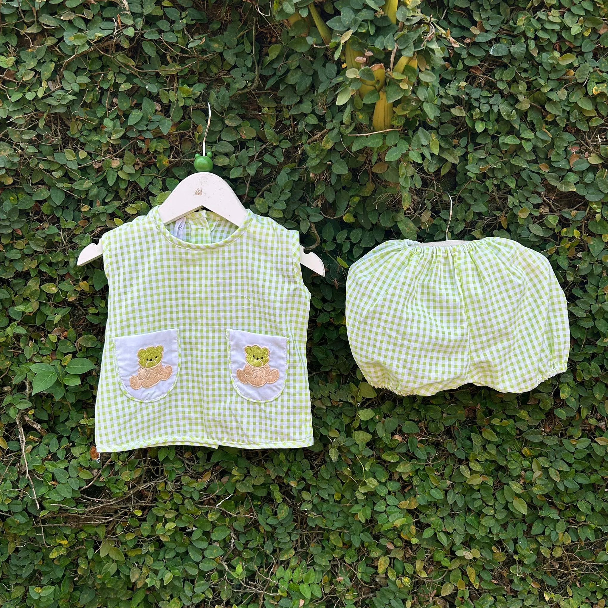 Classic Cute Teddy Bear Embroidery Baba Suit