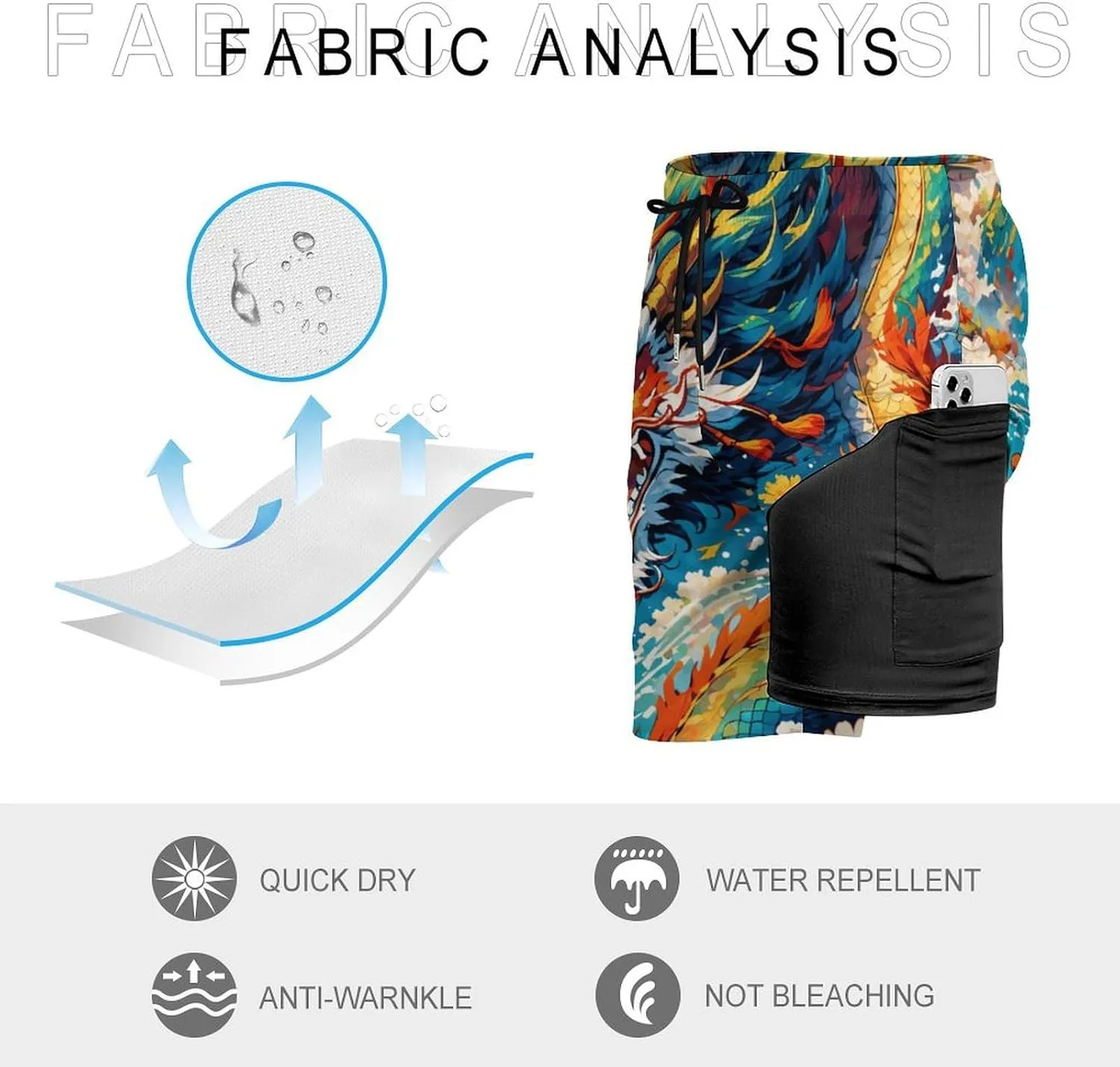 Colorful-eagle Mens Swimming Trunks Board Shorts Beach Shorts with Pockets Bathing Suits
