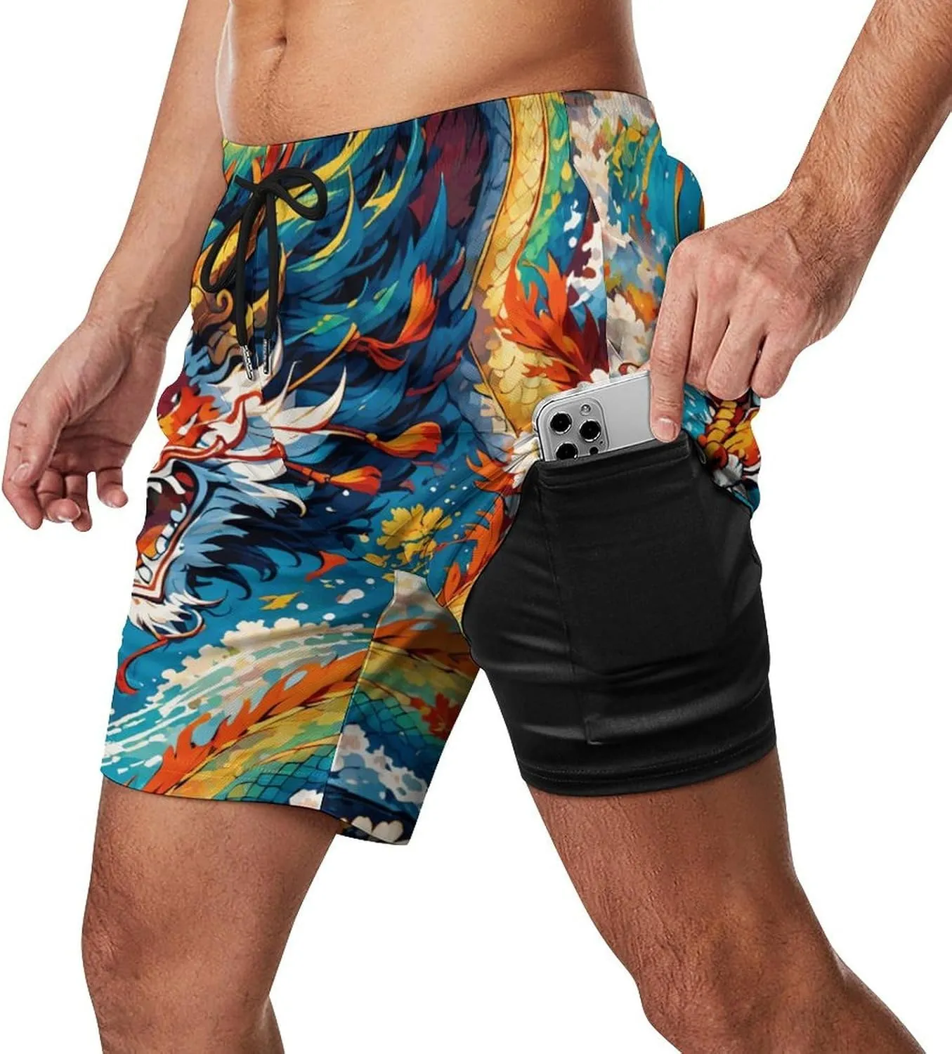 Colorful-eagle Mens Swimming Trunks Board Shorts Beach Shorts with Pockets Bathing Suits