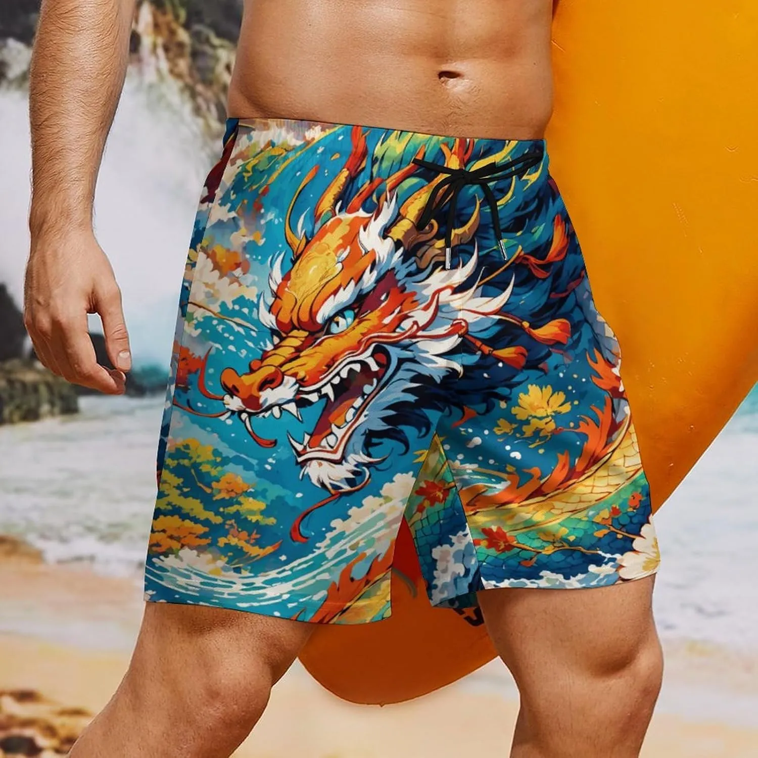 Colorful-eagle Mens Swimming Trunks Board Shorts Beach Shorts with Pockets Bathing Suits