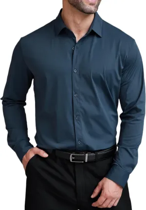 COOFANDY Mens Dress Shirts Long Sleeve 4-Way Stretch Wrinkle Free Shirts Button Down Business Formal Shirts