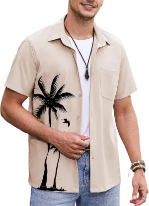 COOFANDY Mens Hawaiian Tropical Shirts Short Sleeve Button Down Summer Beach Shirt with Pocket