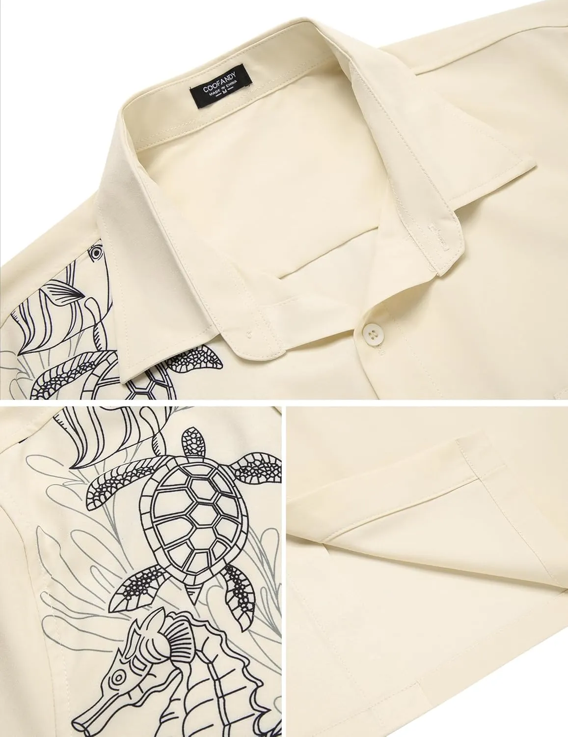 COOFANDY Mens Hawaiian Tropical Shirts Short Sleeve Button Down Summer Beach Shirt with Pocket