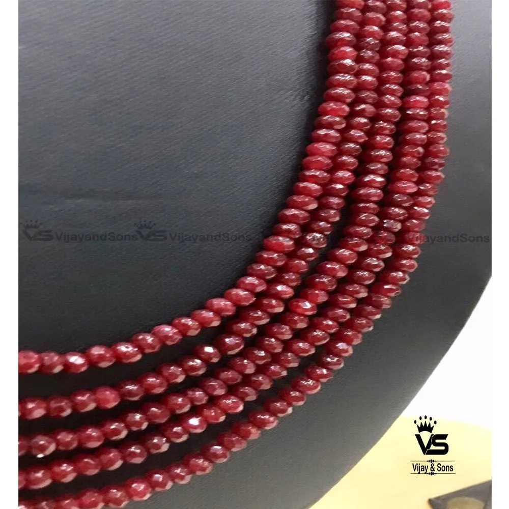 Crystal Necklace / Imitation Ruby Mala With Tops
