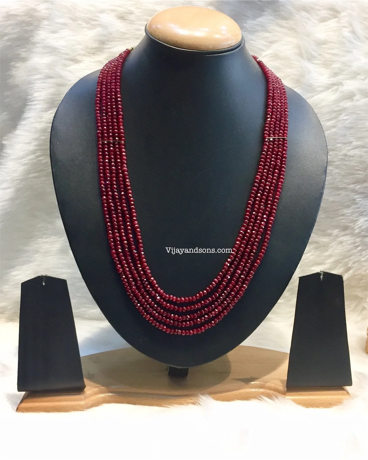 Crystal Necklace / Imitation Ruby Mala With Tops