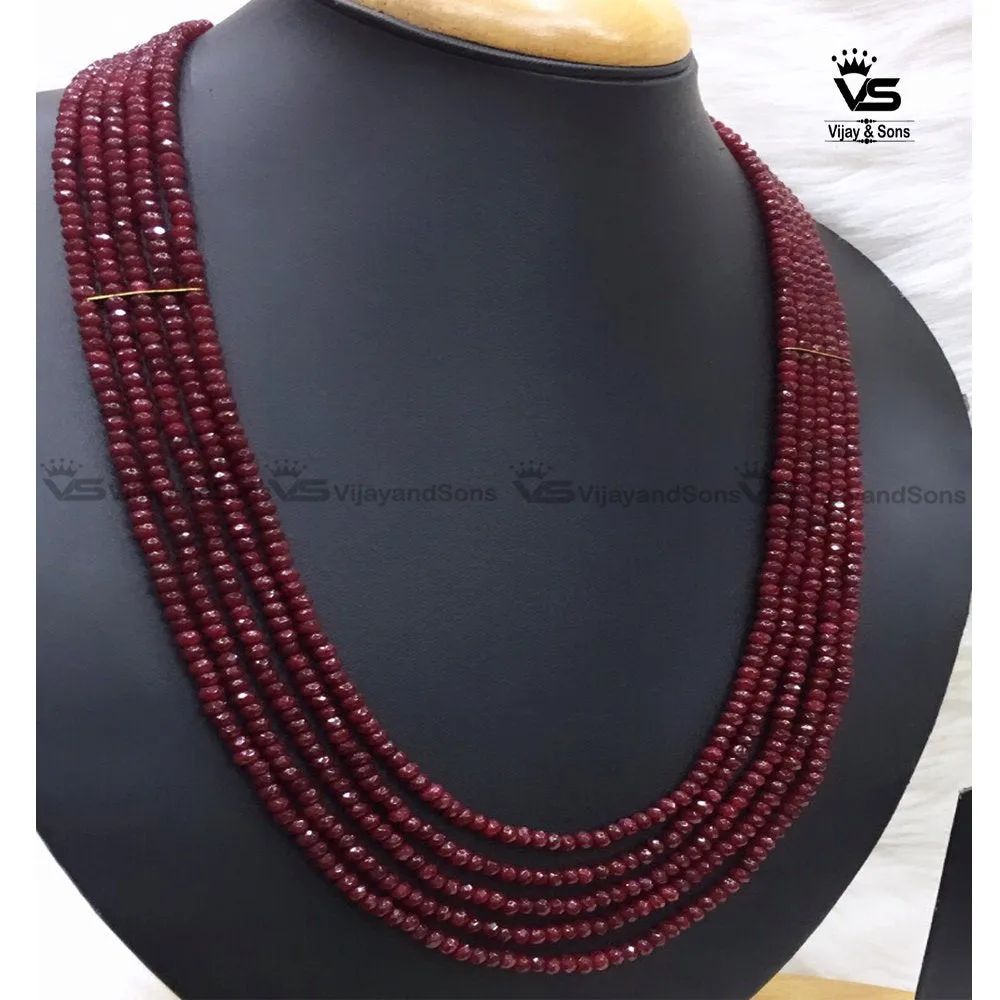Crystal Necklace / Imitation Ruby Mala With Tops
