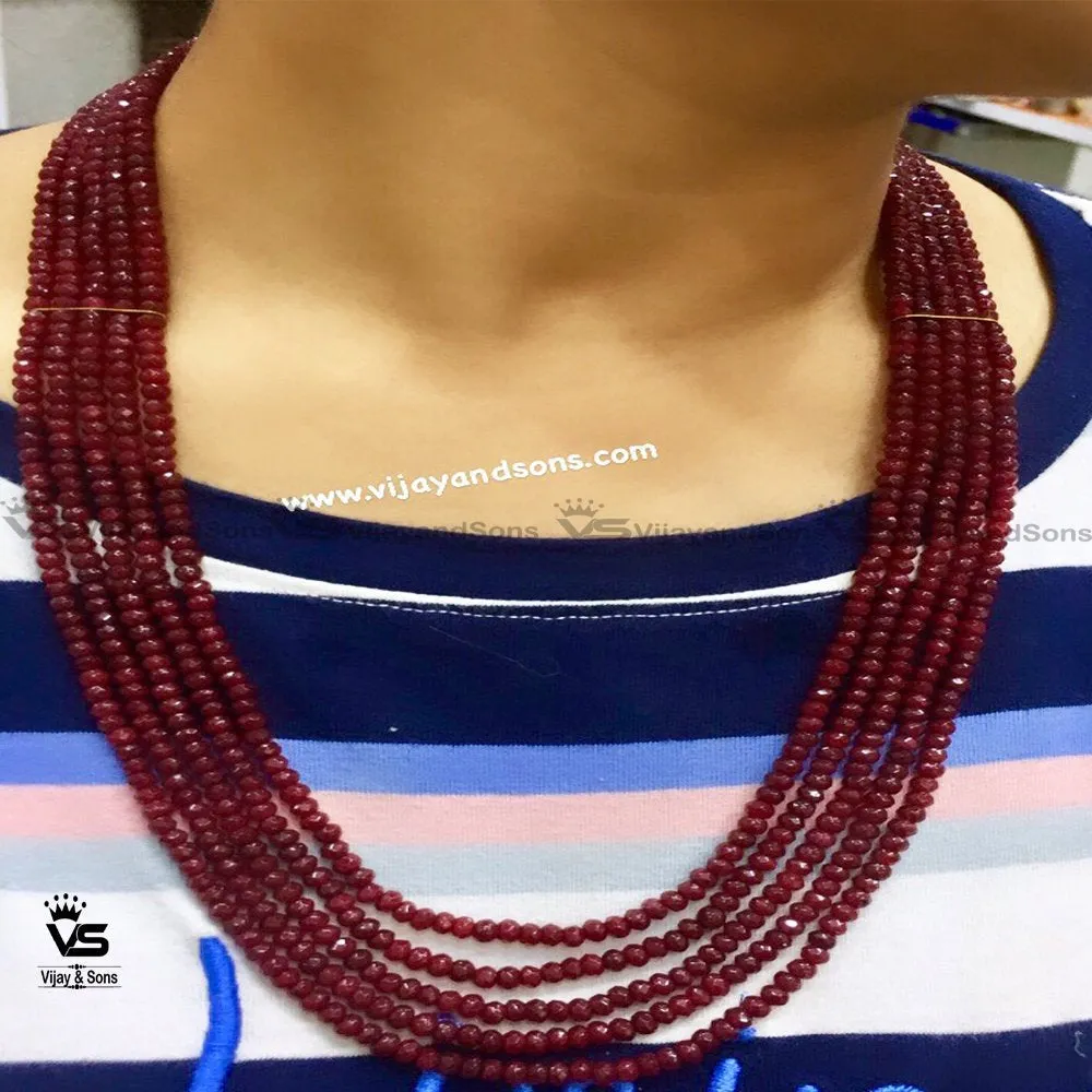 Crystal Necklace / Imitation Ruby Mala With Tops