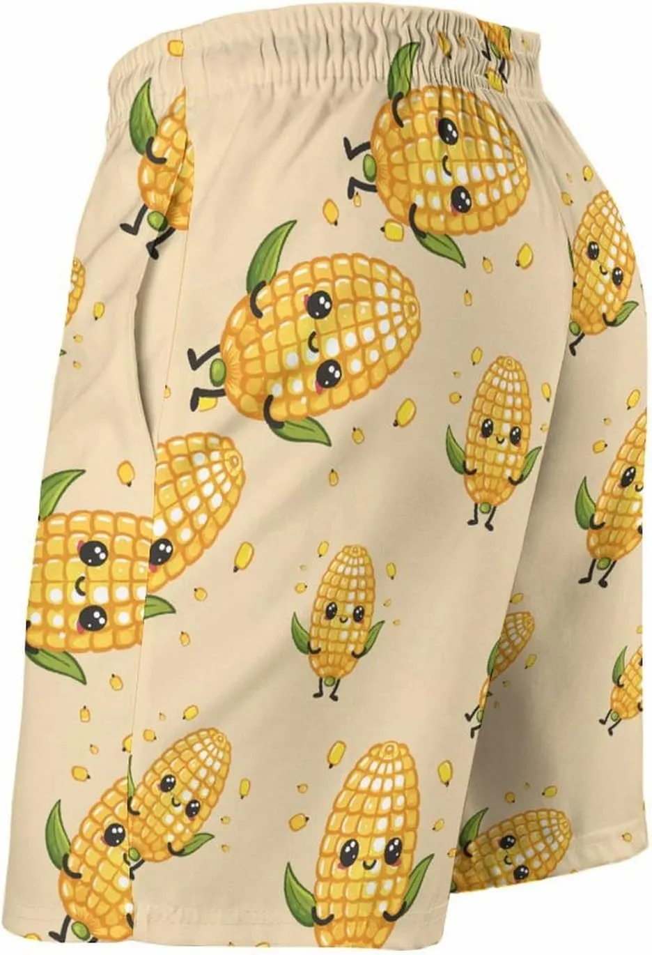 Cute Corn Men's Swim Trunks Quick Dry Board Shorts Breathable Summer Beach Shorts Bathing Suits