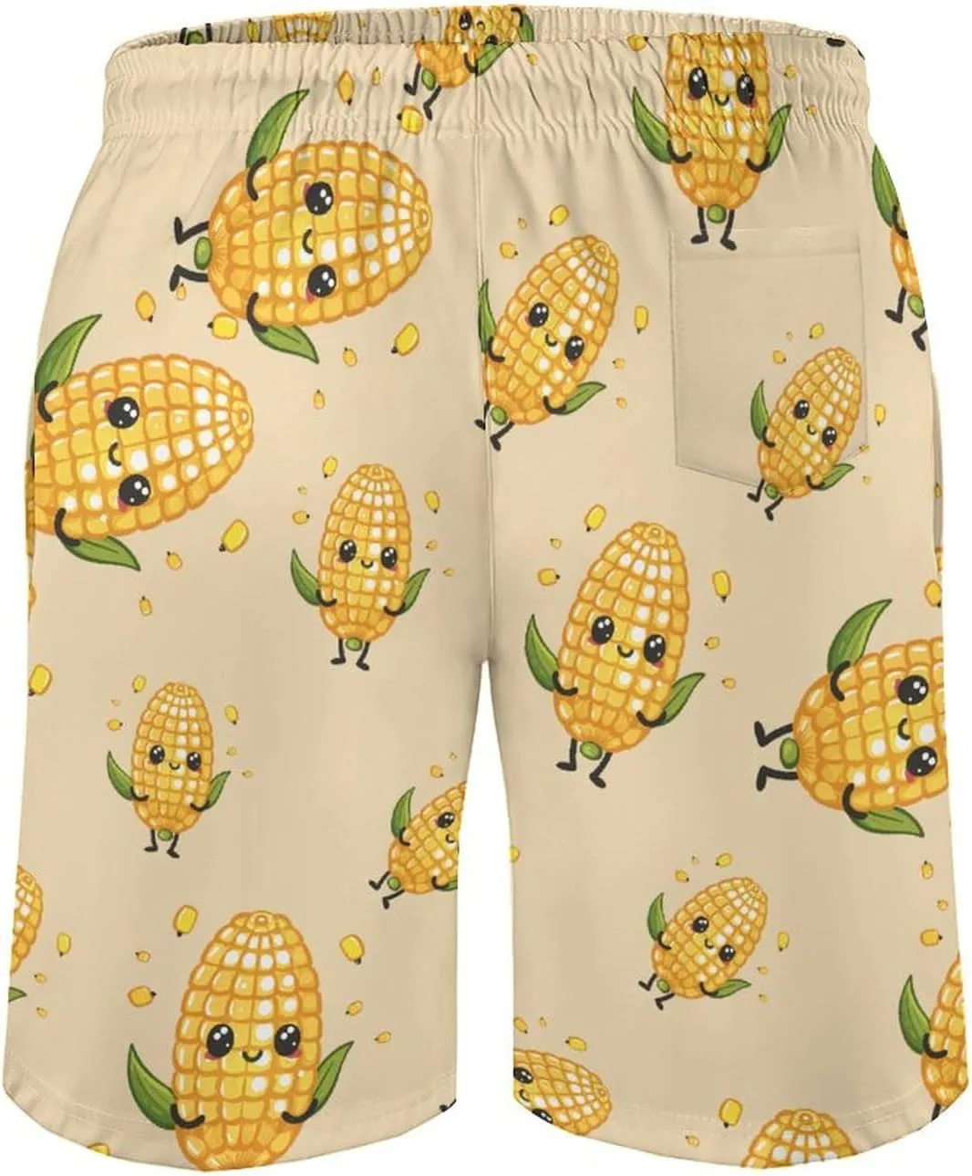 Cute Corn Men's Swim Trunks Quick Dry Board Shorts Breathable Summer Beach Shorts Bathing Suits