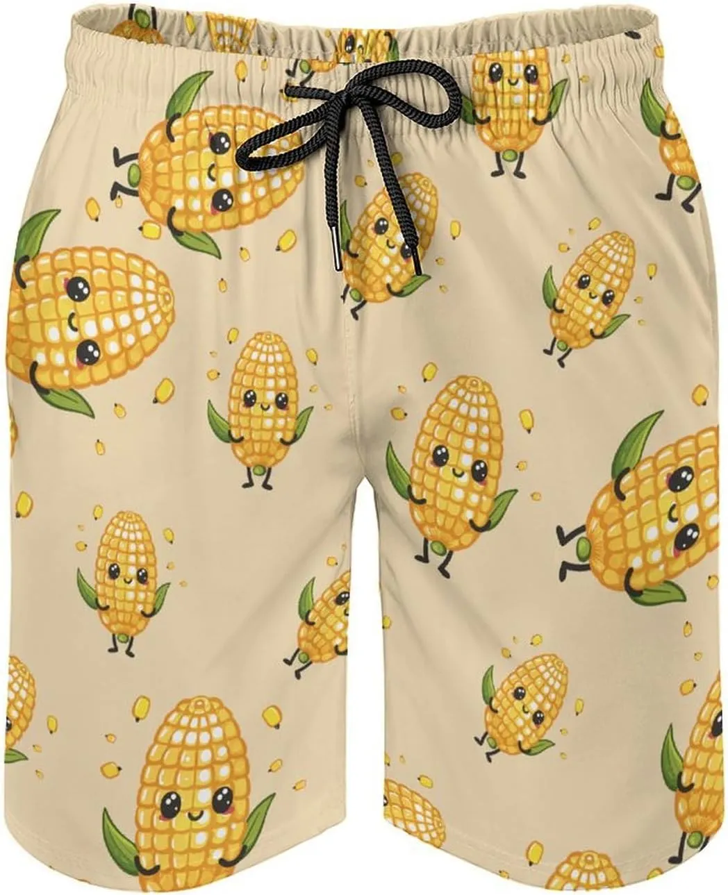 Cute Corn Men's Swim Trunks Quick Dry Board Shorts Breathable Summer Beach Shorts Bathing Suits