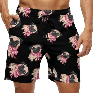 Cute Pug Men's Swim Trunks Quick Dry Board Shorts Breathable Summer Beach Shorts Bathing Suits