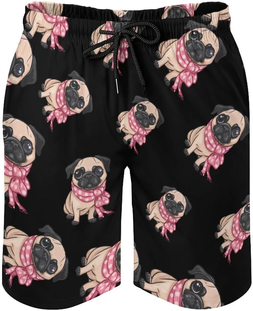 Cute Pug Men's Swim Trunks Quick Dry Board Shorts Breathable Summer Beach Shorts Bathing Suits