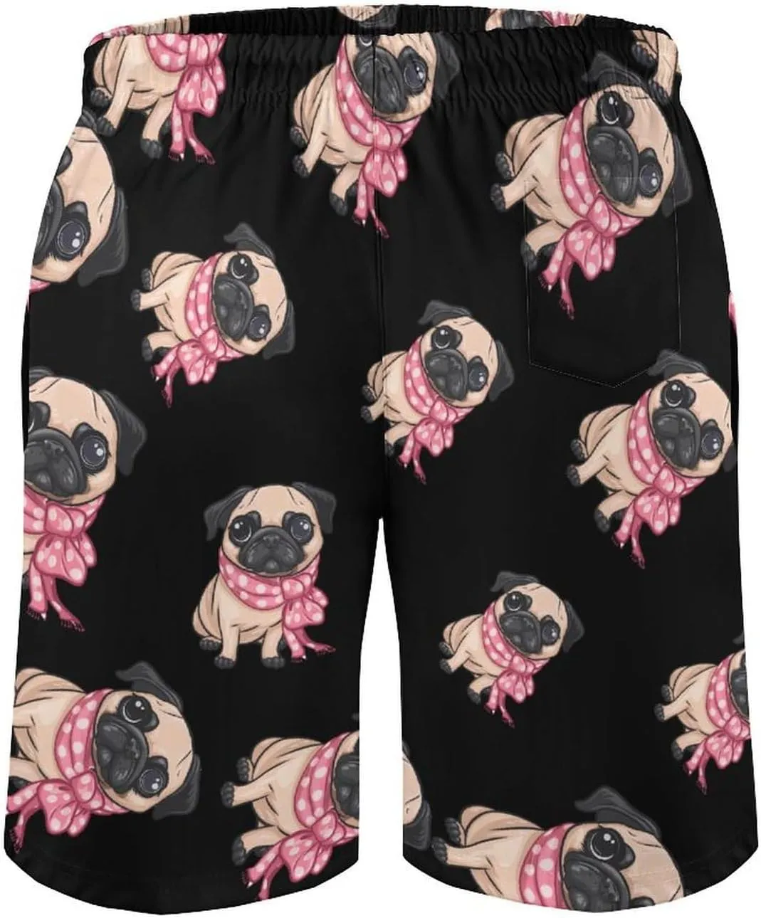 Cute Pug Men's Swim Trunks Quick Dry Board Shorts Breathable Summer Beach Shorts Bathing Suits