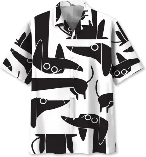 Dachshund Hawaiian Shirts for Men Short Sleeve Aloha Beach Shirt Floral Summer Casual Button Down Shirts