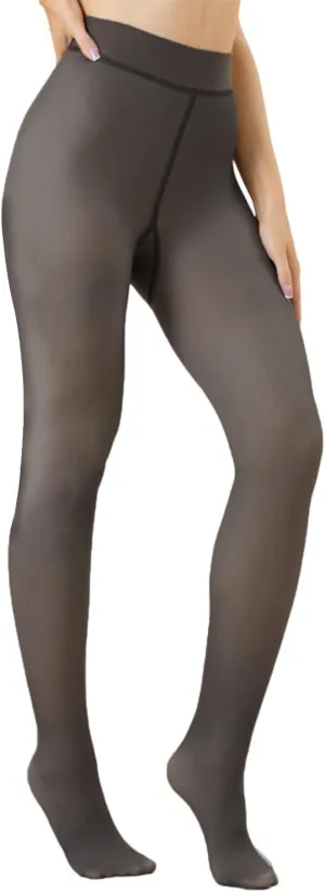 DarkCom Black Fleece Lined High Waisted Winter Warm Thermal Tights for Women