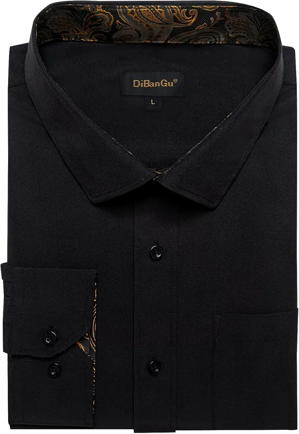 DiBanGu Men's Dress Shirt Stain Shield Long Sleeve Shirts Casual Inner Contrast Button Down Shirt for Formal Business