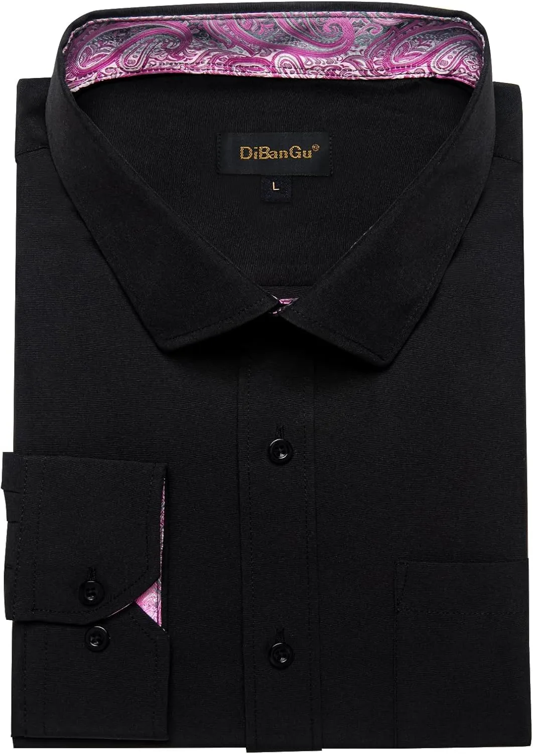 DiBanGu Men's Dress Shirt Stain Shield Long Sleeve Shirts Casual Inner Contrast Button Down Shirt for Formal Business