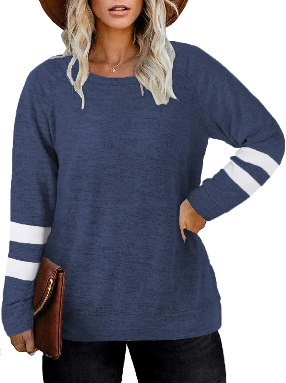 DOLNINE Plus Size Sweatshirts for Women Long Sleeve Oversized Tunic Tops