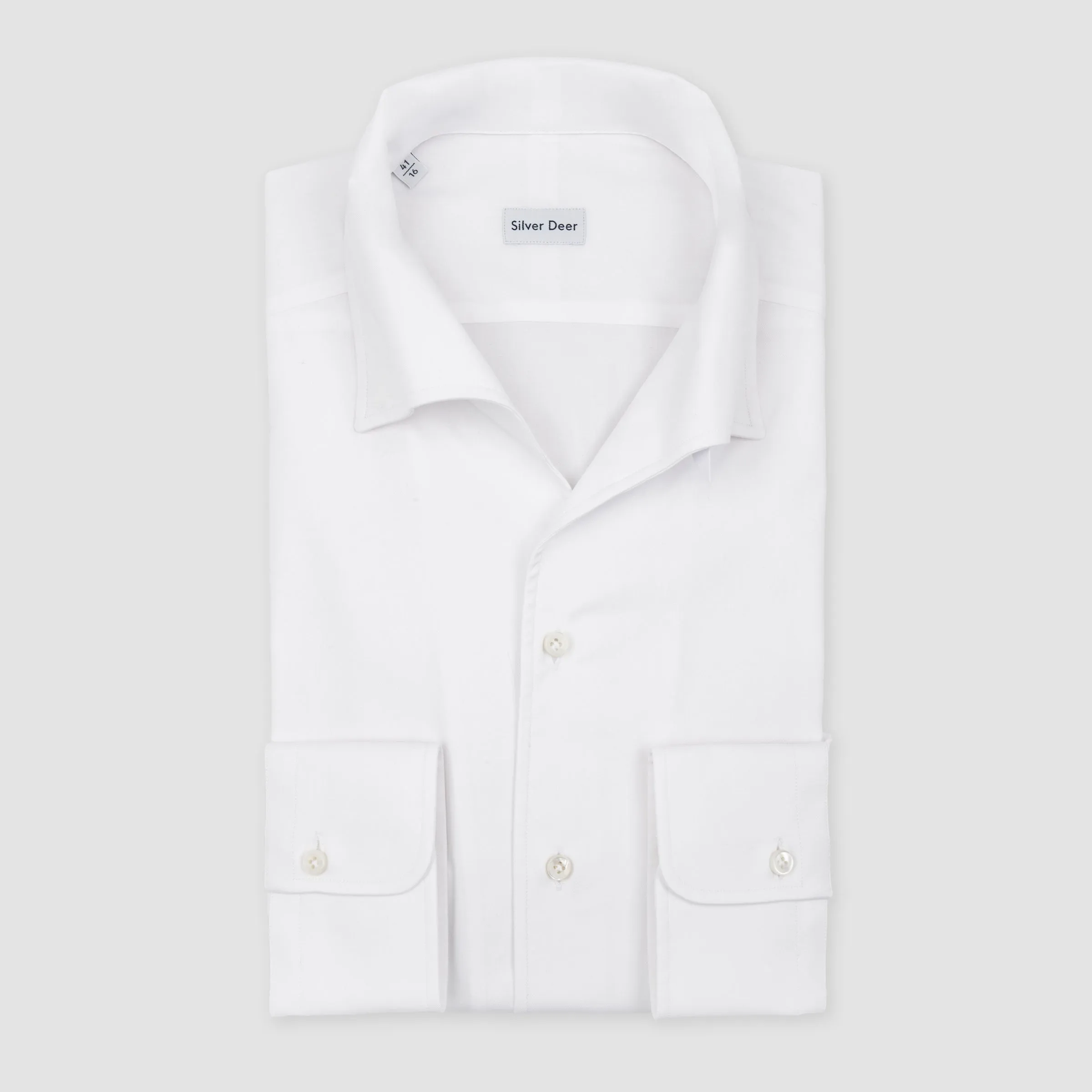 Double Button Down Twill Sportshirt White