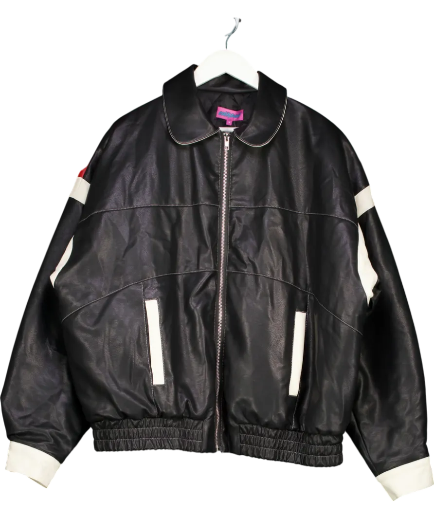 Edikted Black North Star Faux Leather Jacket UK M