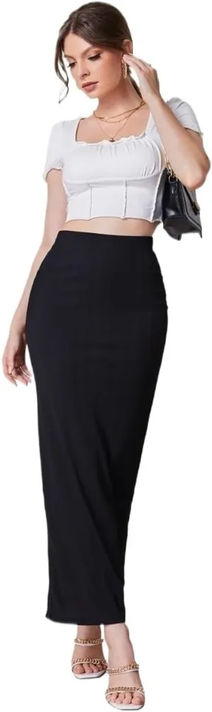 ELDINA Women's 2024 Casual Long Skirt Slit Back Pencil Skirt