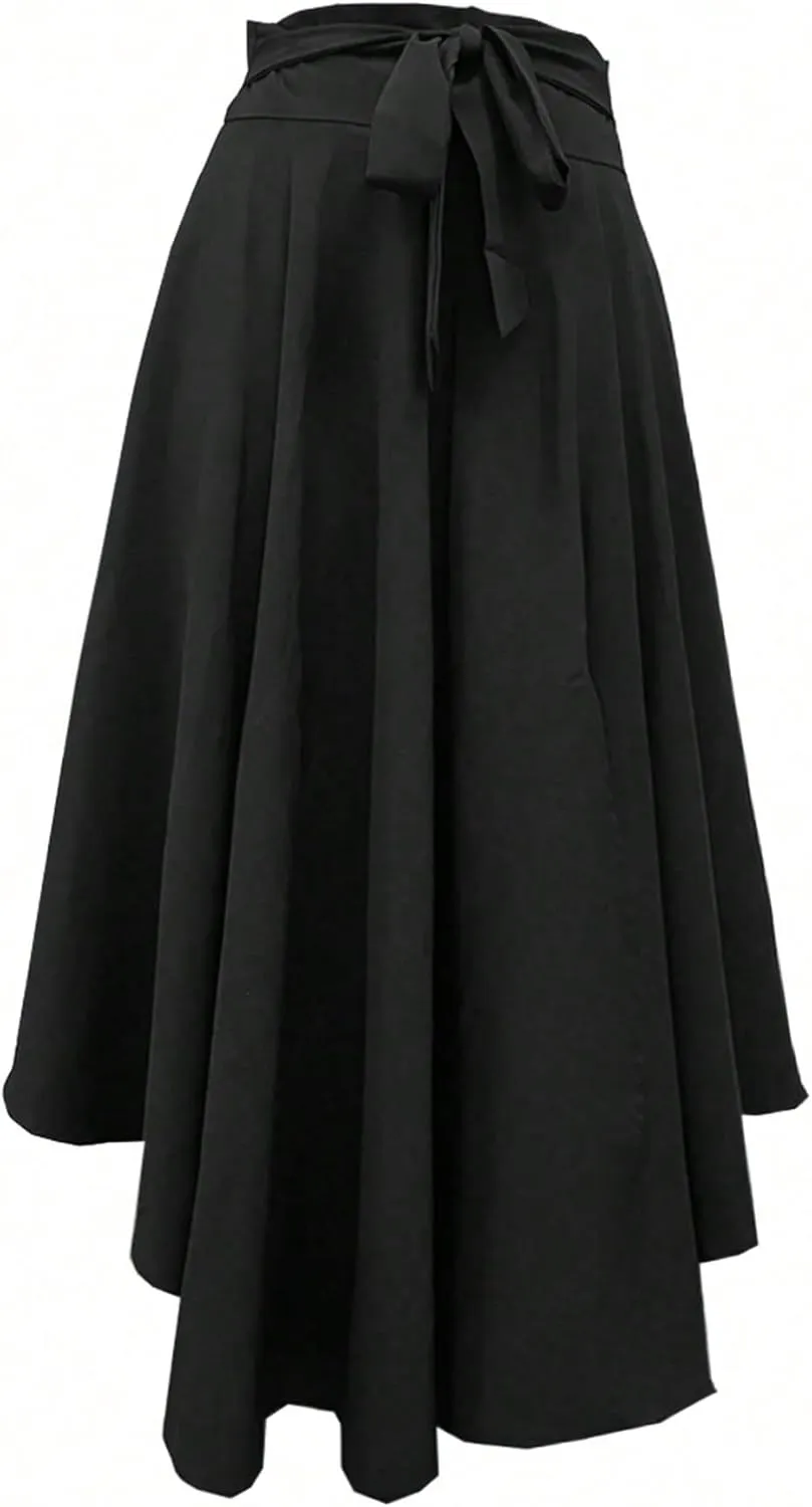ELDINA Women's 2024 Casual Long Skirt Women's Solid Color Skirt