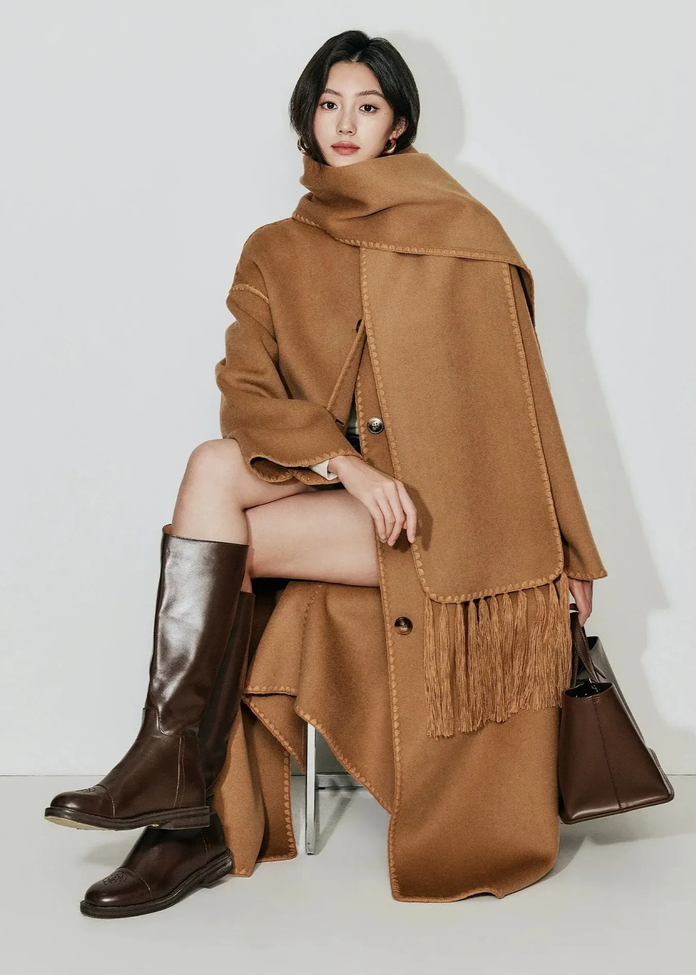 Elegant Black Woolen Coat
