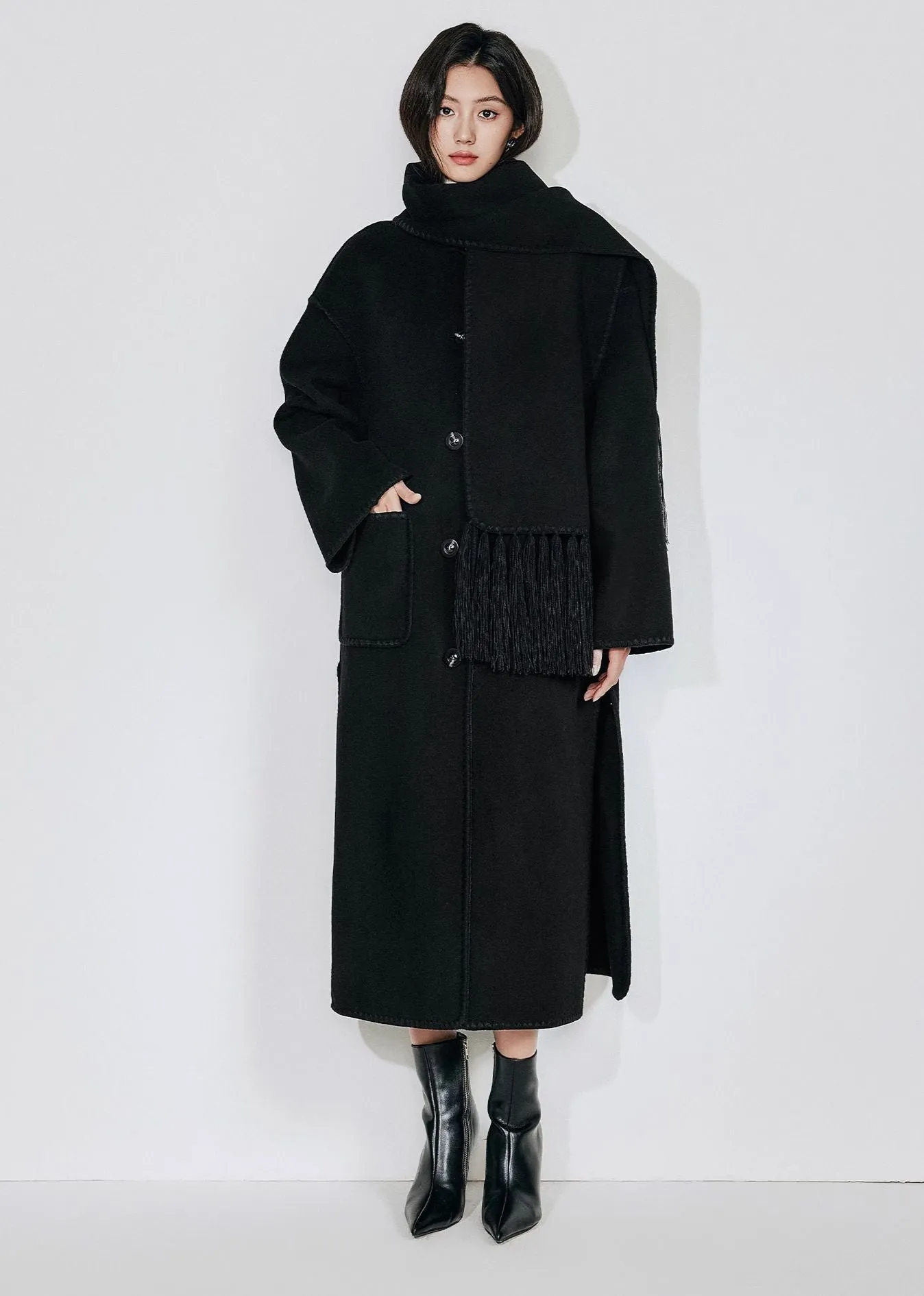Elegant Black Woolen Coat