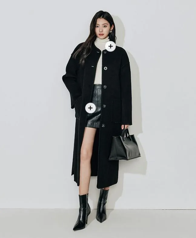 Elegant Black Woolen Coat
