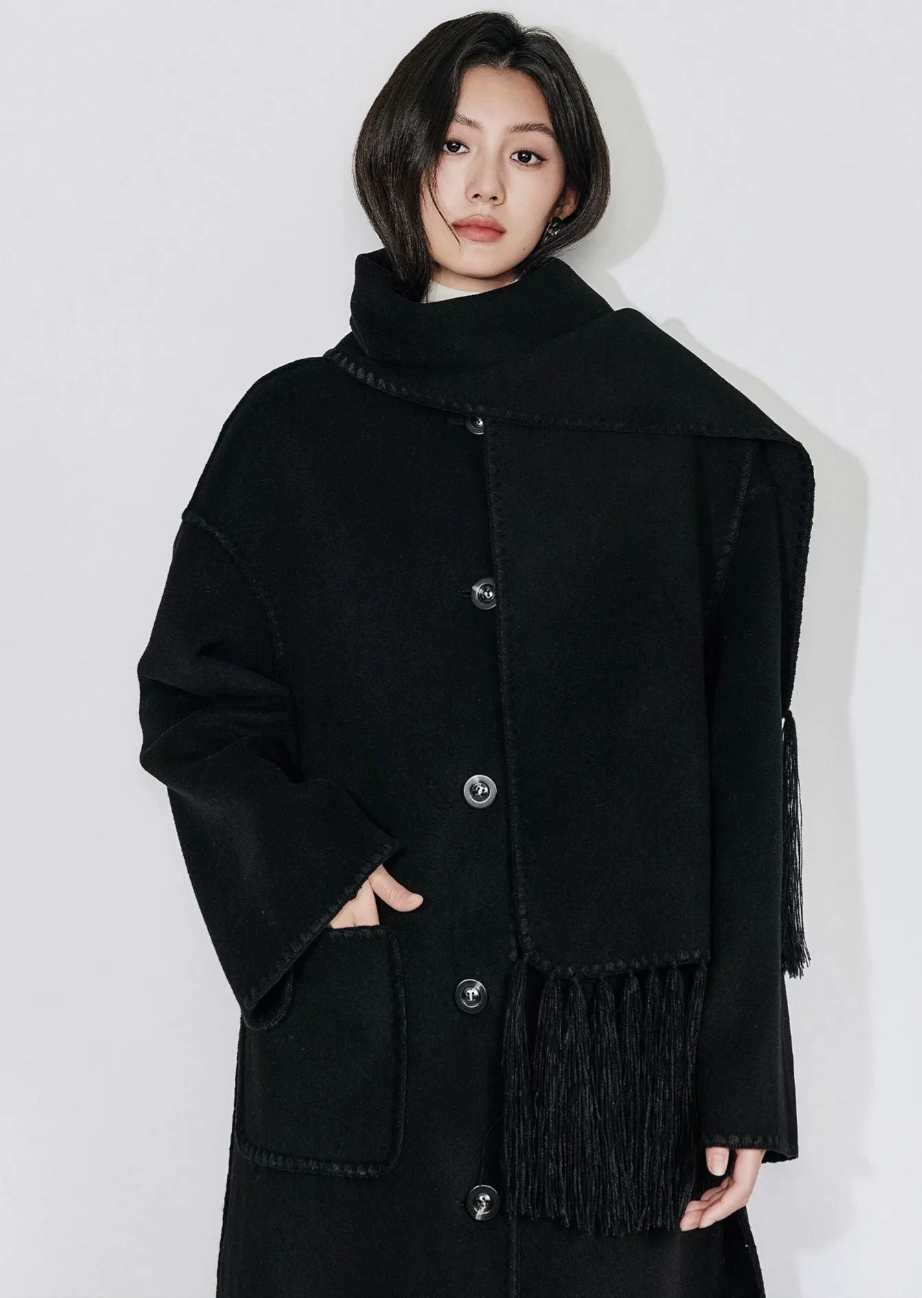 Elegant Black Woolen Coat