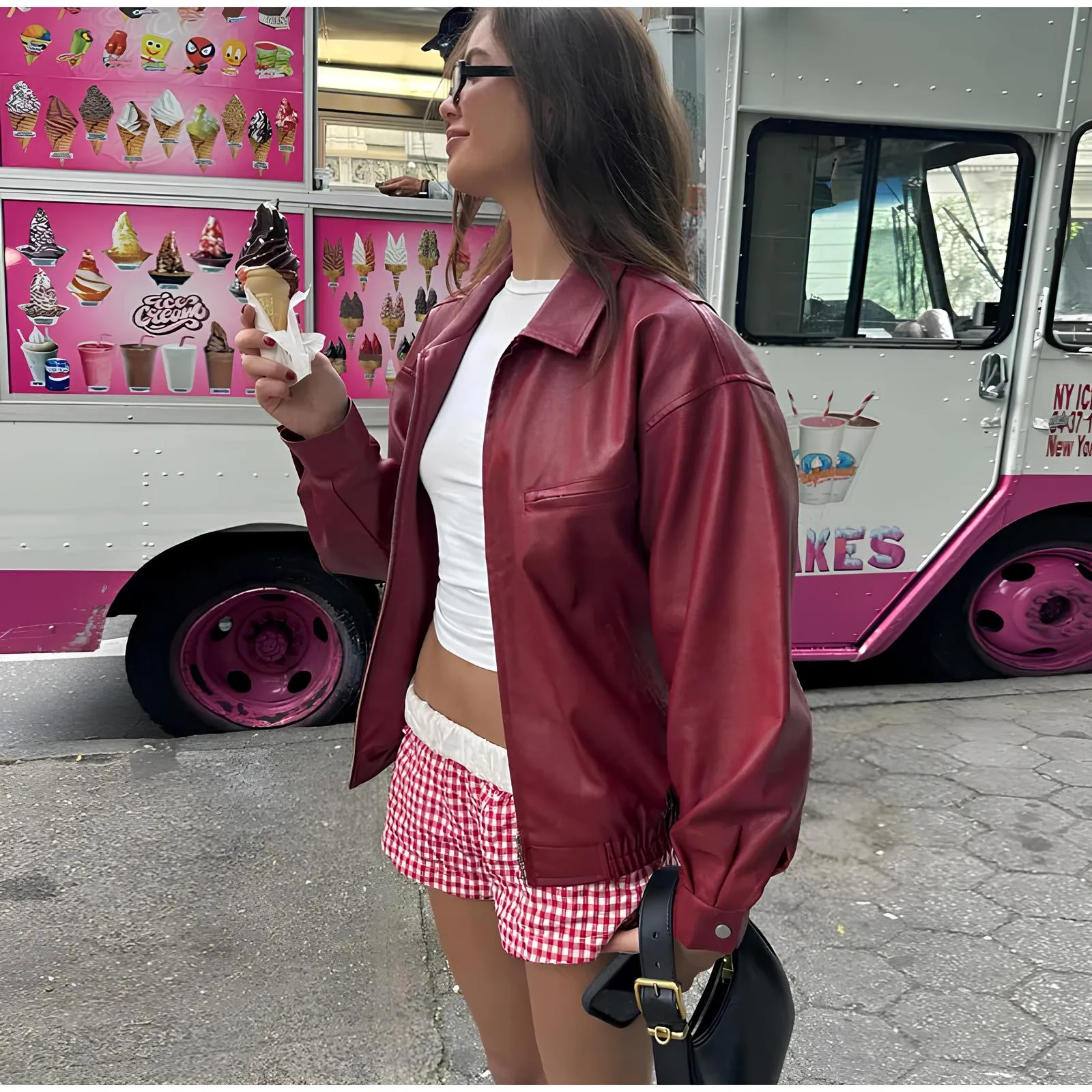 Elegant Burgundy Faux Leather Jacket  A Chic Streetwear Essential