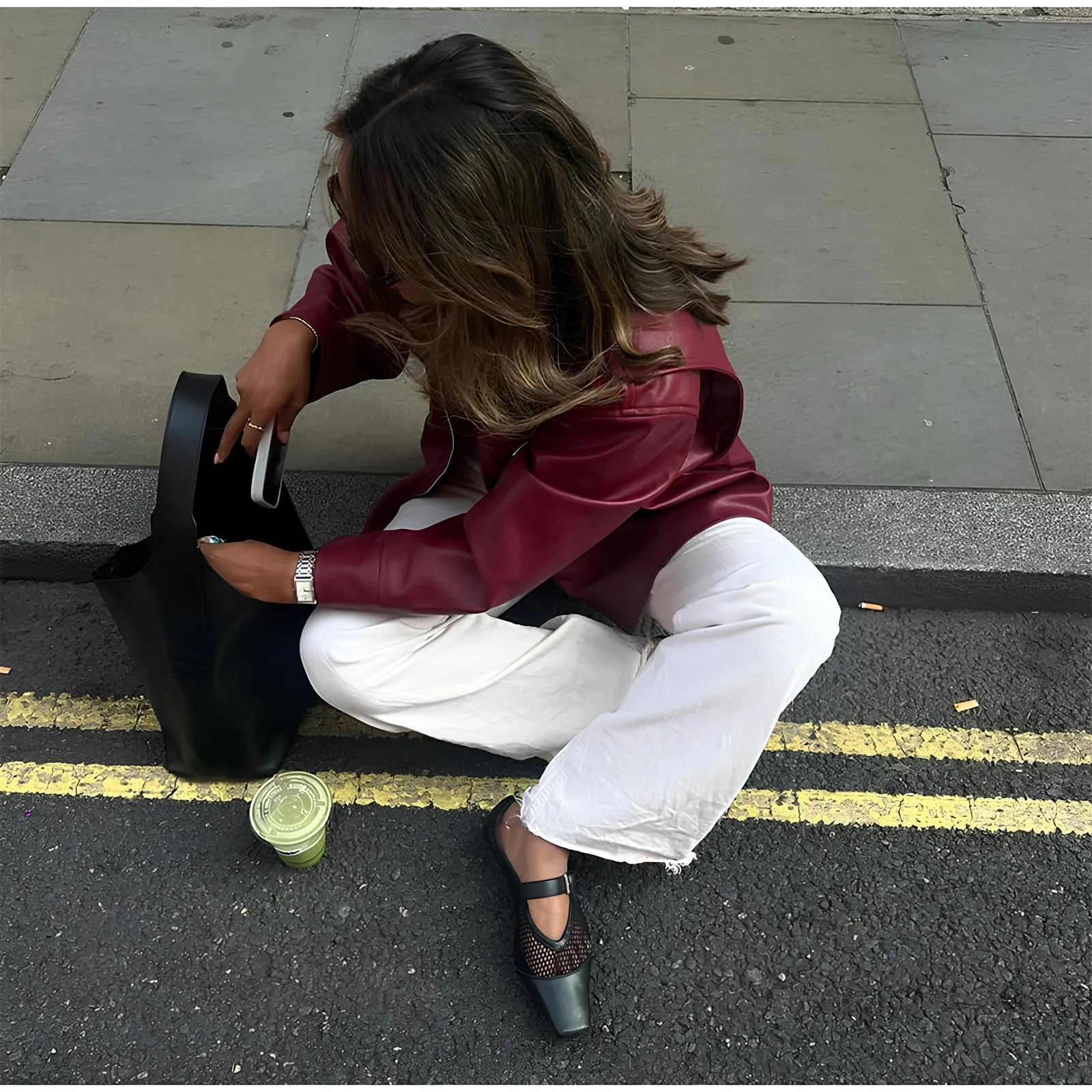 Elegant Burgundy Faux Leather Jacket  A Chic Streetwear Essential