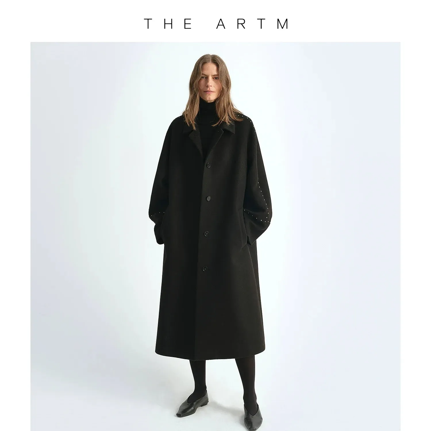 Elegant Rivet Wool Coat