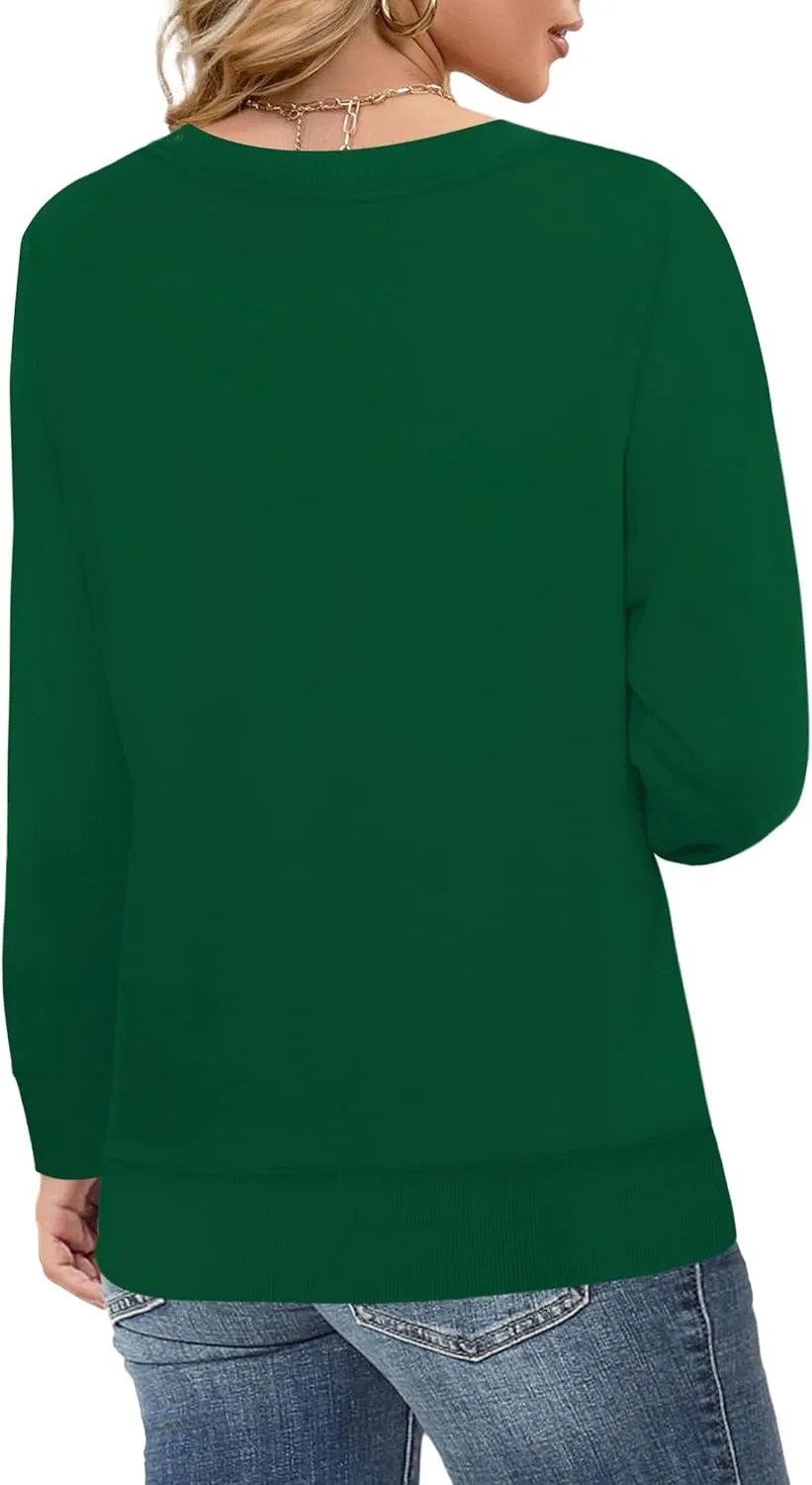 Elesomo Womens Sweatshirts Cotton Crew Neck Casual Long Sleeve Pullover Tops