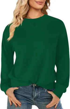 Elesomo Womens Sweatshirts Cotton Crew Neck Casual Long Sleeve Pullover Tops