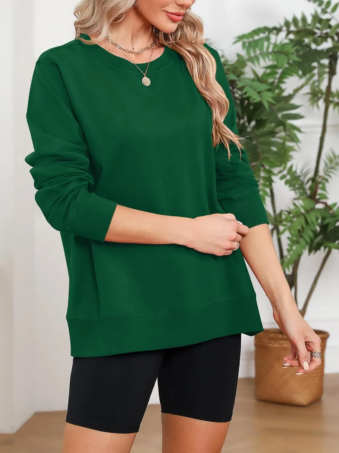 Elesomo Womens Sweatshirts Cotton Crew Neck Casual Long Sleeve Pullover Tops
