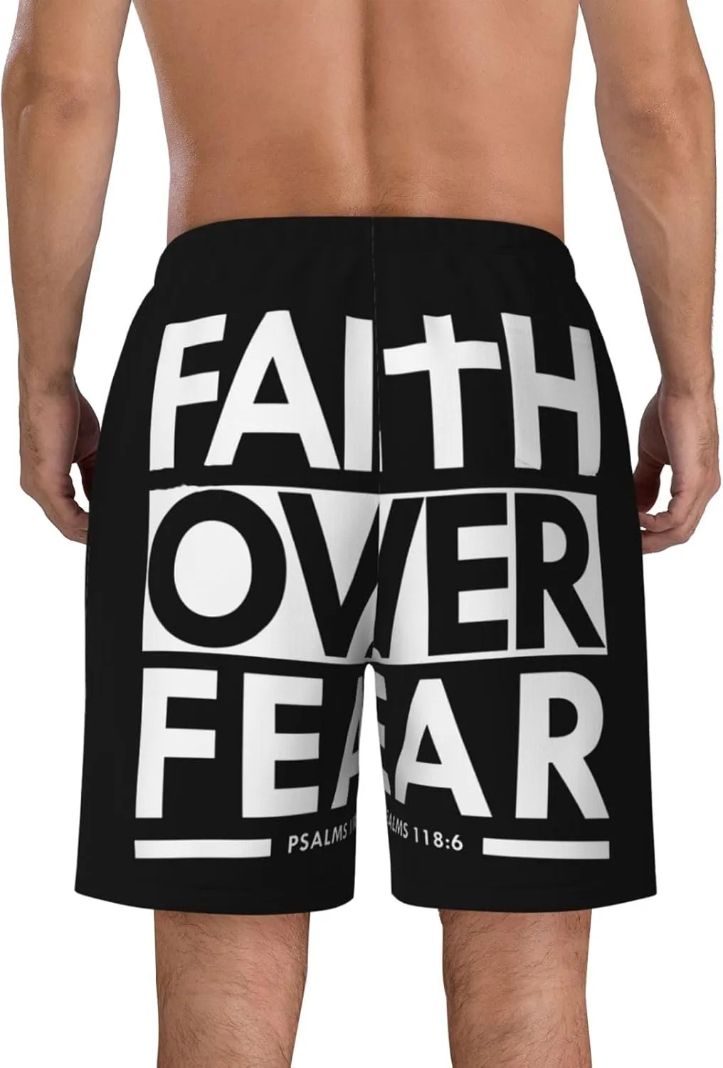 Faith Over Fear Bible Scripture Verse Christian Trunks Mens Beach Trunks Quick Dry Swimming Shorts Board Shorts