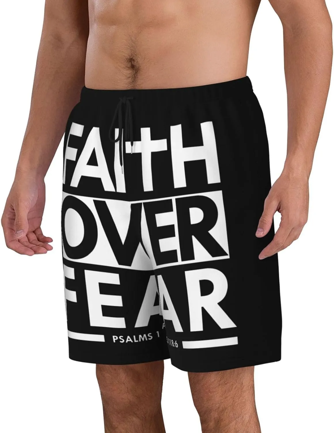 Faith Over Fear Bible Scripture Verse Christian Trunks Mens Beach Trunks Quick Dry Swimming Shorts Board Shorts