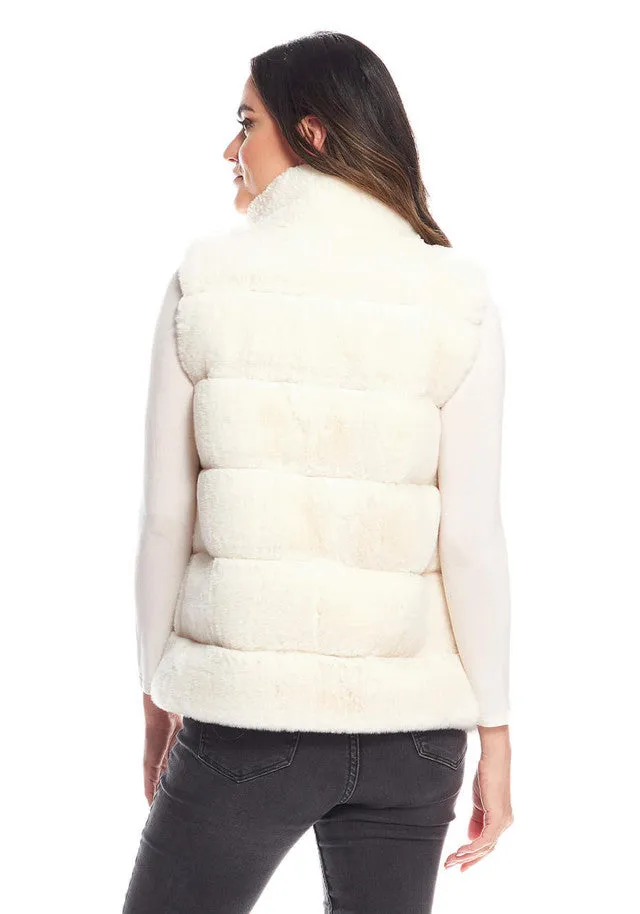 Faux Fur Posh Snap Vest - Ivory