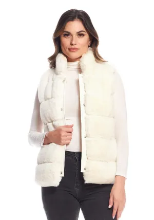 Faux Fur Posh Snap Vest - Ivory