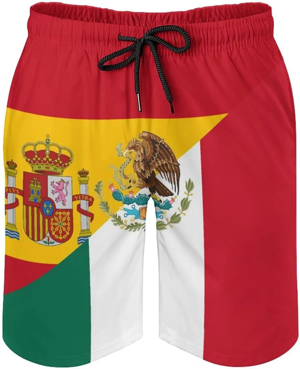 Flag of Spain and Mexico Men's Swim Trunks Quick Dry Bathing Suit Swimming Board Shorts Beach Swimwear