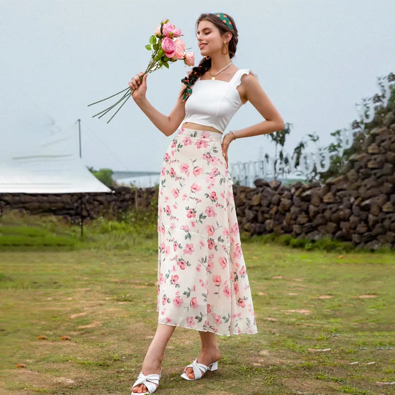 Floral Print High Waist Skirt