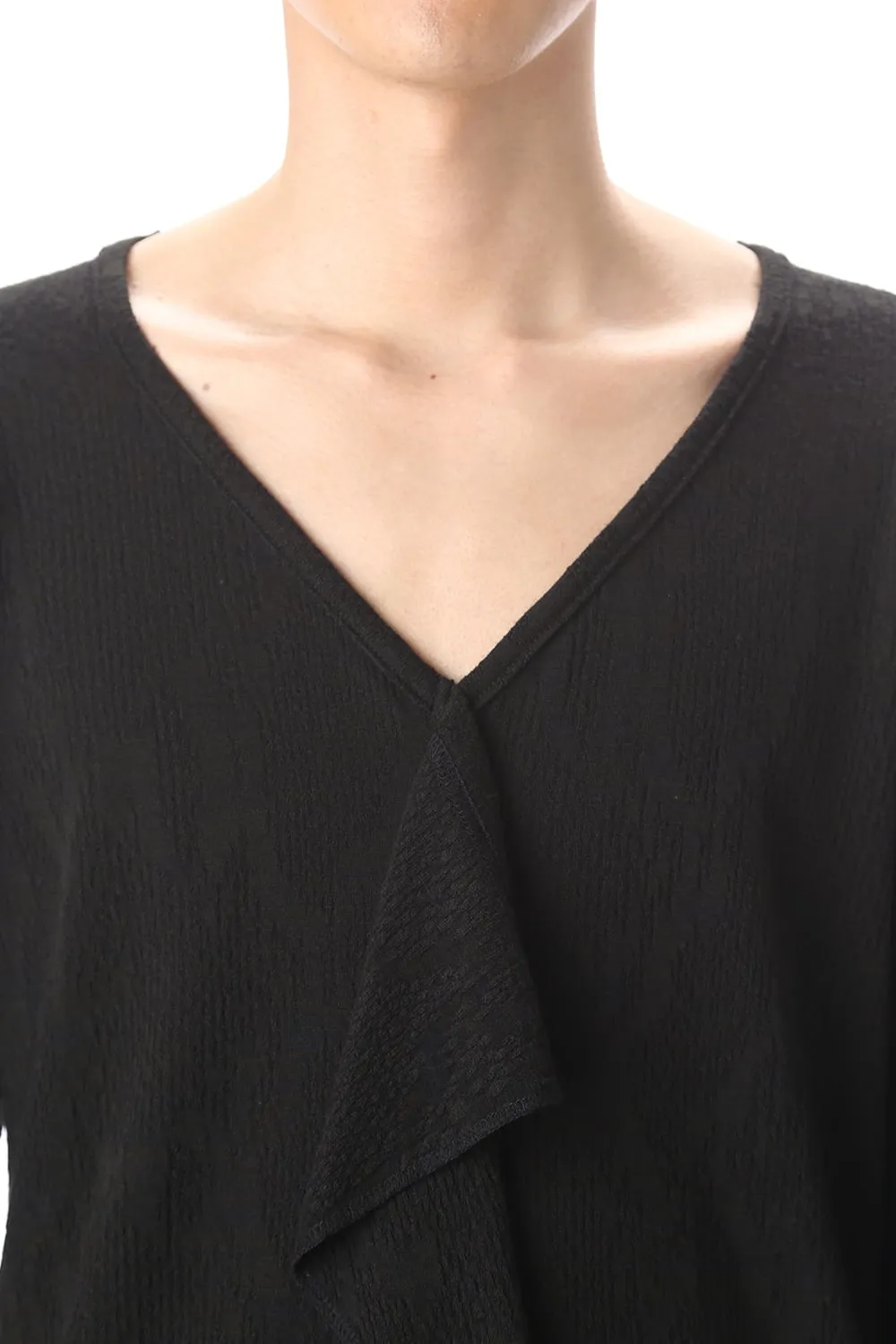 Frill Vneck T-Shirts Black