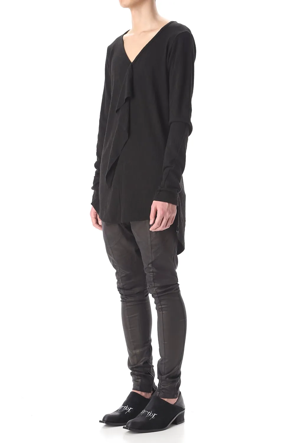 Frill Vneck T-Shirts Black