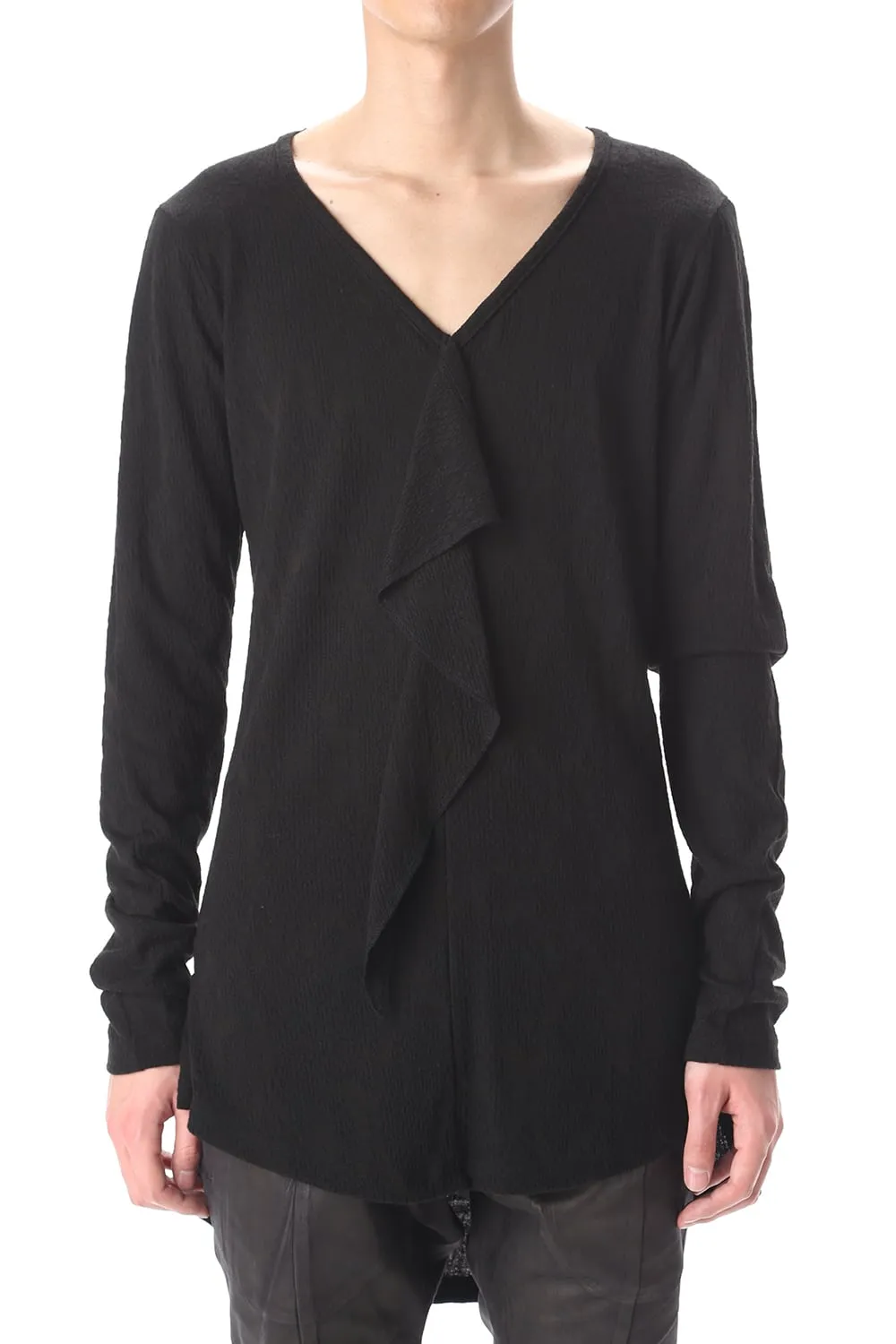 Frill Vneck T-Shirts Black