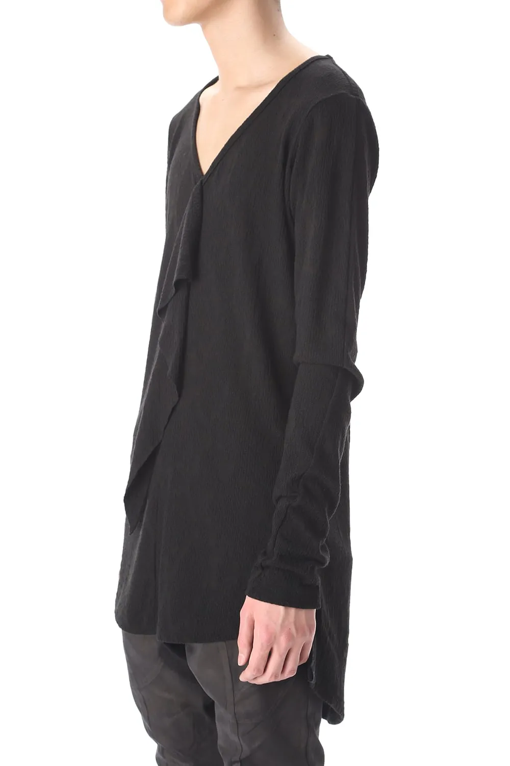 Frill Vneck T-Shirts Black