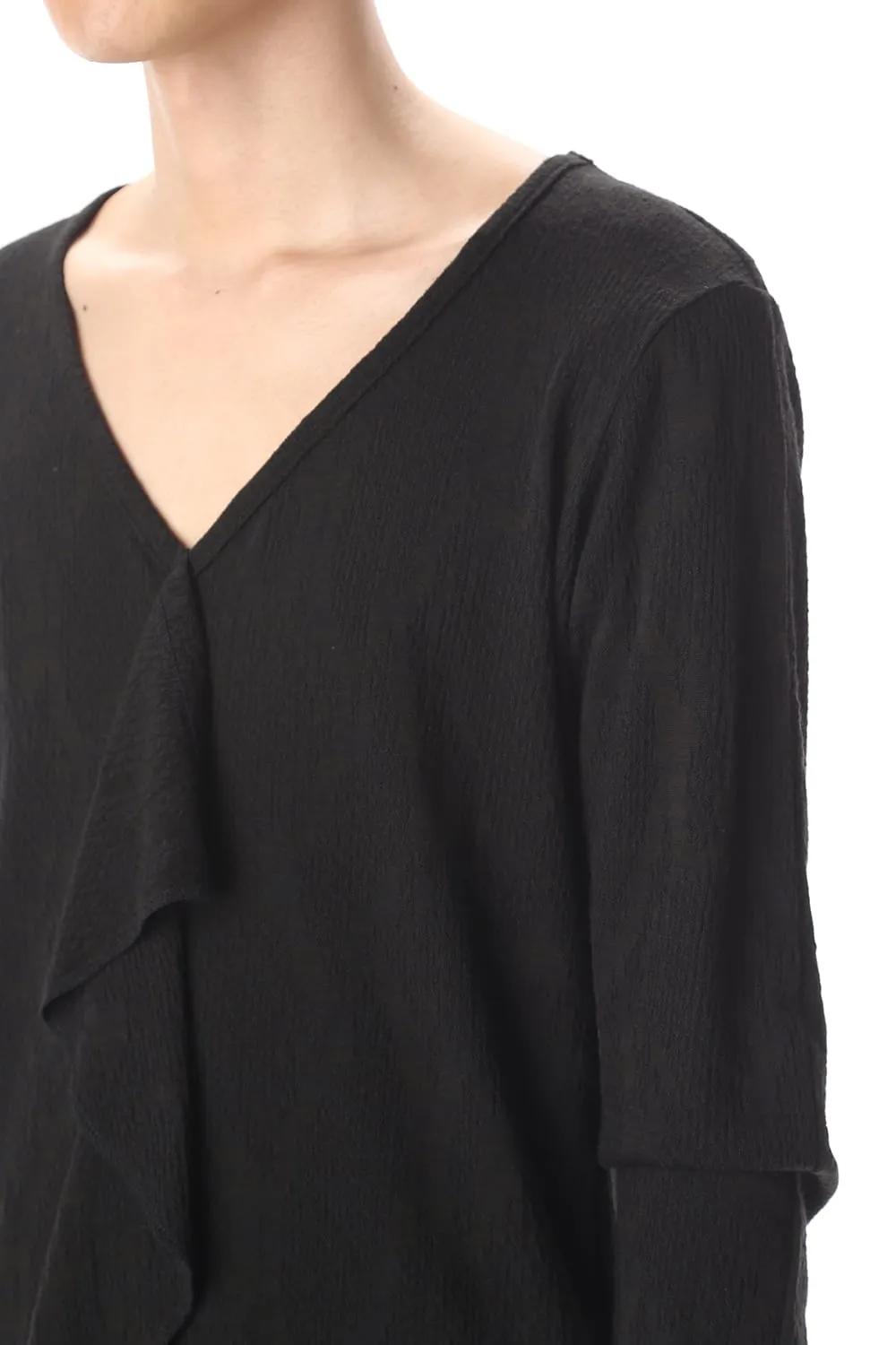 Frill Vneck T-Shirts Black