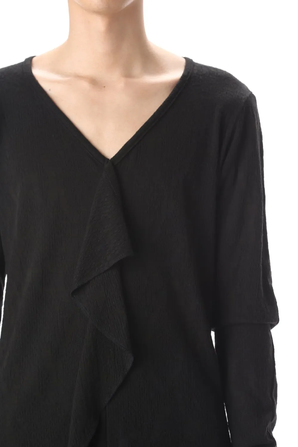 Frill Vneck T-Shirts Black